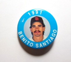 Benito Santiago San Diego Padres 1991 Baseball Pin Badge Button Pinback ... - £23.82 GBP