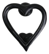 Cast Iron Black Love Heart Shaped Abstract Art Decorative Door Knocker Accent - £18.86 GBP