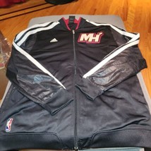 Men’s Adidas Miami Heat Basketball Zip Up Warmup  Jacket Size Adult XL Black - £25.73 GBP