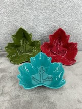 Set of 3 Colorful Leaf Shaped Melamine Serving Candy Dish Bowls 6X6” - $19.98