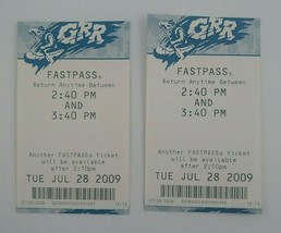 Disneyland FASTPASS Grizzly River Run GRR 2009 Collectible Ticket Lot of 2 - £11.98 GBP