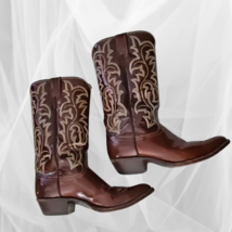 Justin Western Boots 2436 Brown Patent Leather Mens 10 D Pre-loved image 2