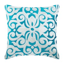 Applique 16&quot;x16&quot; Velvet Turquoise Throw Pillows Cover, Moroccan Tile - £30.74 GBP+