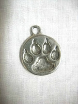 Wild Wolf Paw Print Wolf Tracker Silver Cast Pewter Pendant Adj Cord Necklace - £7.16 GBP