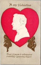 Valentines Handsome Silhouette of Man in Heart 1907 Newville PA Postcard V2 - $7.95