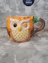 Owl Coffee Mug Cracker Barrel 3D Tea Fall Pumpkin Harvest Rust Orange Bird - £8.37 GBP