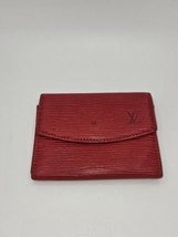Louis Vuitton Red Epi Leather Card Holder Wallet Classic Compact Snap Cl... - $271.79