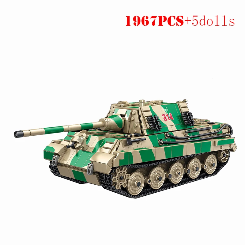 German Military Jagdtiger King Tiger I Heavy Tank Building Blocks WW2 Army - £69.44 GBP
