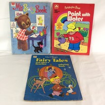 3 Vintage Activity Books Paddington Bear  Walt Disney Cinderella Bambi Coloring - £18.18 GBP