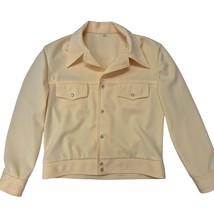 Vtg 70s Mens Yellow Haggar Leisure Jacket Sz 42 Big Collar Textured Poly... - $74.25