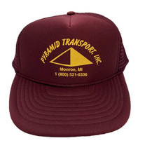Vintage Pyramid Transport Hat Cap Snap Back Maroon Mesh Trucker Monroe MI Mens - £15.68 GBP