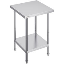 VEVOR Stainless Steel Adjustable Work Table 24x24x34 in, 2 Storeys, 700 ... - $80.99