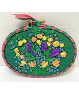 Vintage Handmade Embroidery Hoop Art Floral Ribbons and Fabric Multicolo... - £10.69 GBP