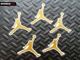 5x Authentic Air Jordan Jumpman Sticker 3.5&quot; x 3.5&quot; Nike Gold Flight Logo - £14.87 GBP