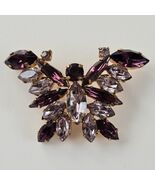 Austrian Crystal Butterfly Brooch, Purple Rhinestone Pin, Signed Mid-Cen... - €36,27 EUR