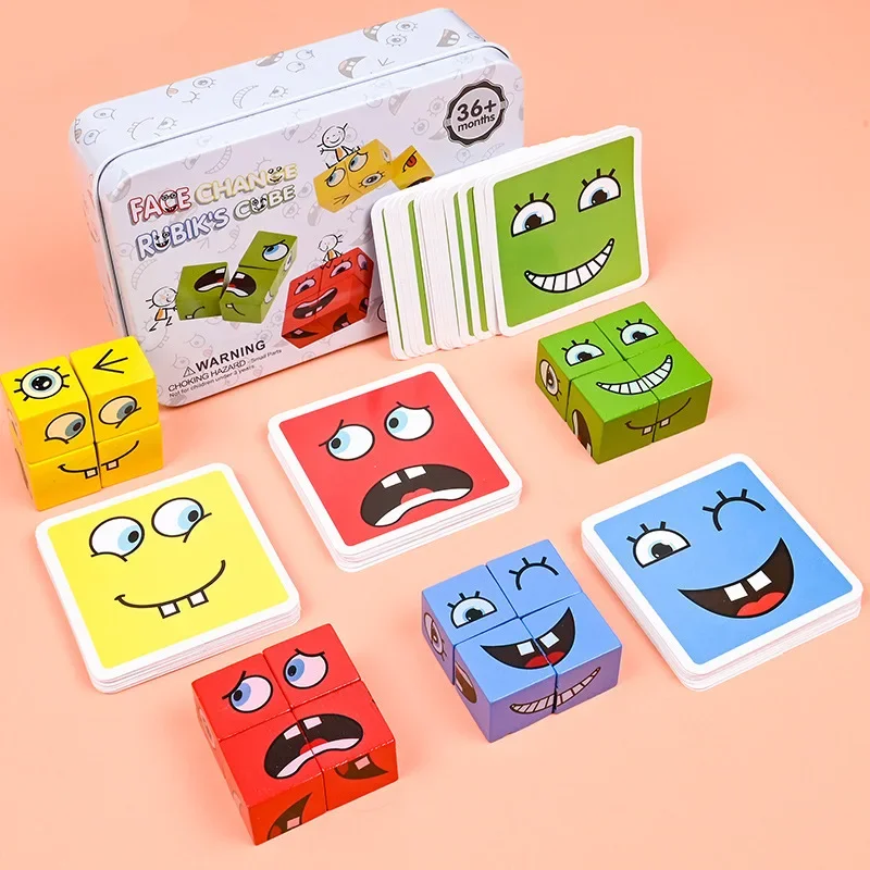 Expressions Matching Block Puzzles Games Educational Montessori Toys for Kids - £11.04 GBP+
