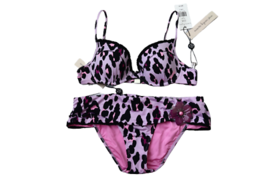 Nanette Lepore  Swimsuit S Greenwich Dreamer Diva Leopard 2 PC Lilac Two New - £47.17 GBP