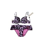 Nanette Lepore  Swimsuit S Greenwich Dreamer Diva Leopard 2 PC Lilac Two... - £47.18 GBP