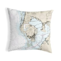 Betsy Drake Tampa Bay, FL Nautical Map Noncorded Indoor Outdoor Pillow 16x20 - £42.68 GBP