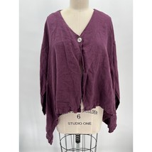 Bryn Walker Drapey Lightweight Jacket Sz M Purple 100% Linen Boho Lagenlook - $49.00