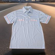 Royale-Air Vtg Polo Short Sleeve Shirt Mens Sz Medium Baby Blue Pink Gol... - $24.75