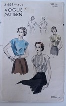 Vintage 50s Vogue Pattern 6461 Blouse Size 16 34&quot; Bust Factory Folds Complete - £19.65 GBP