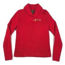 Lauren Ralph Lauren LRL Pullover Sweater Womens L Red Ribbed Collar Toggle Clasp - £27.87 GBP