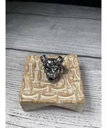 Skull Ring with Ram Horns Silver-tone Open Band NEW in Package Gothic Sk... - €17,36 EUR