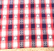 Red White Blue Stars Tablecloth Plaid Patriotic Cotton Rectangular Picnic - £28.71 GBP