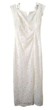 Candalite white sequin lace Women&#39;s Cocktail Wedding maxi dress gown S - £79.93 GBP