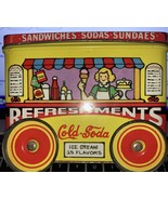Vintage JSNY Refreshments Soda Ice Cream Wagon Tin Metal Container Wheel... - $242.33 MXN