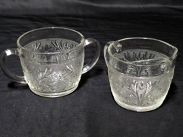 Vintage Anchor Hocking Creamer &amp; Sugar Bowl Sandwich Clear - Matched Set Of 2 - £14.34 GBP