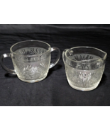 Vintage ANCHOR HOCKING Creamer &amp; Sugar Bowl SANDWICH CLEAR - Matched Set... - $18.60