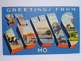 Greetings From St Louis Missouri Large Big Letter Postcard Linen Tichnor Bridge - £9.45 GBP