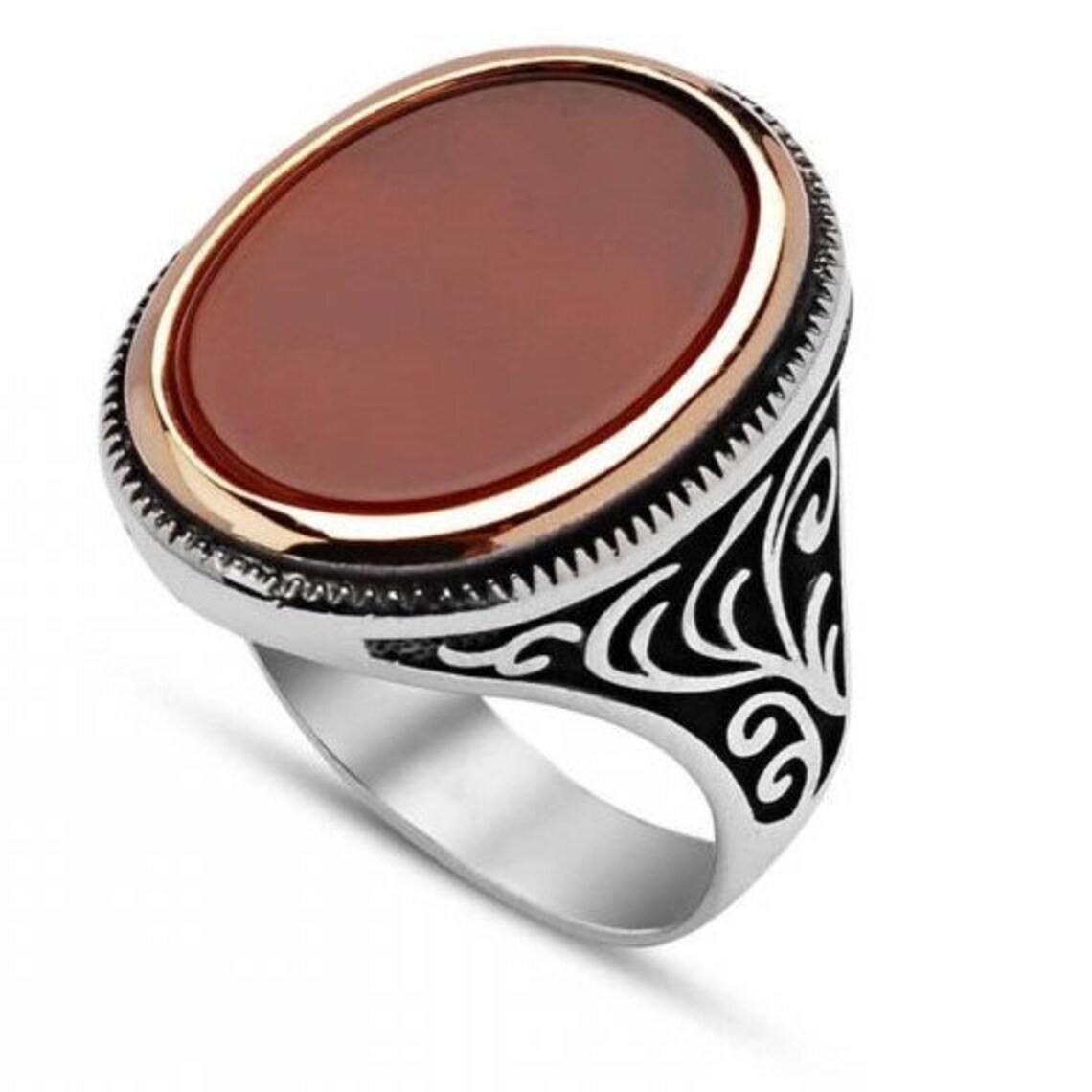 Handmade Solid 925 Silver Red Agate Gemstone Partywear Men&#39;s Signet Ring S9 - £35.77 GBP+