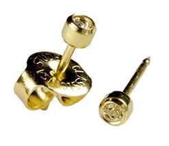 Ear Piercing Earrings SHORT POST Baby Studs Gold Clear Gem Studex System... - £7.74 GBP