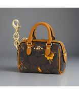 NWT Coach Mini Rowan Bag Charm/keychain In Signature With Floral Print C... - $2,153.76 MXN