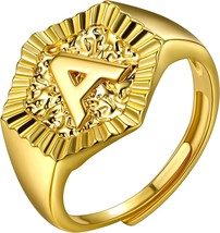Initial (A) Ring Gold Plated Statement for Women and Men - £22.46 GBP