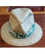 Panama Jack Fedora Safari Hat Khaki Cotton Size Large Green White Floral... - $25.46 CAD