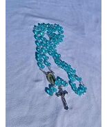 Aqua Crystal Grace – Faceted Blue Glass Rosary with Silver Crucifix A53 - $29.69