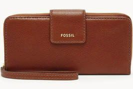 Fossil Madison Zip Clutch Medium Brown Leather Wristlet SWL2228210 Wallet NWT - £30.95 GBP