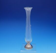 Sterling Silver and Etched Glass Vase Ruffled Gadroon Border 10&quot; Tall (#... - $3,451.20 MXN