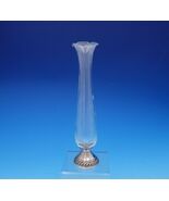 Sterling Silver and Etched Glass Vase Ruffled Gadroon Border 10&quot; Tall (#... - $263.26 CAD