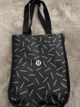 Lululemon Reusable Bag Tote Snap Closure Small Size 11x9x4&quot; Black White ... - £5.52 GBP