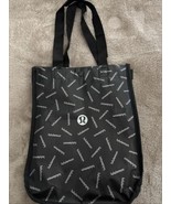 Lululemon Reusable Bag Tote Snap Closure Small Size 11x9x4" Black White Allover - $9.49 CAD