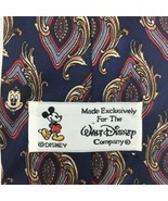 Disney Mickey Mouse Necktie Hidden Mickey Navy Blue Paisley 57 inches 14... - $16.01