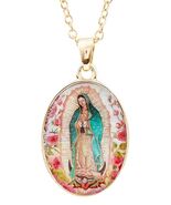 Our Lady of Guadalupe Gold tone Necklace, New #AB-076 - $182.48 MXN