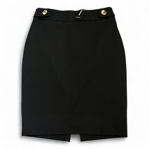 Express Women’s Knee Length Pencil Skirt Sz 0 Black Gold Buttons Back Sl... - $14.80