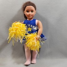 Blue White Yellow Cheerleader Outfit Doll Clothes &amp; Yellow-White Pom-Poms - $10.00