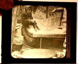 Magic Lantern Glass Slide Making Flat Bread Norway Keystone 1870s - $29.69